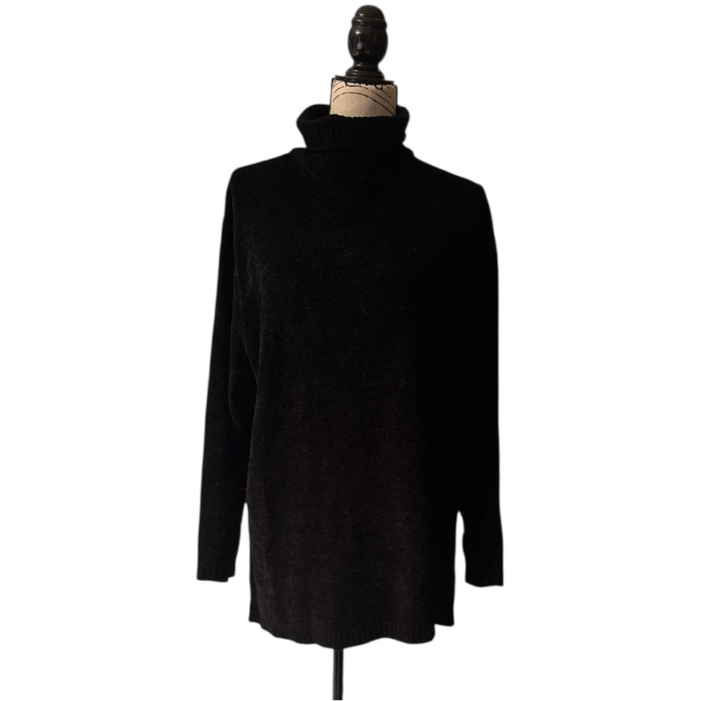 Denim&Co Classic Black Turtleneck Sweater